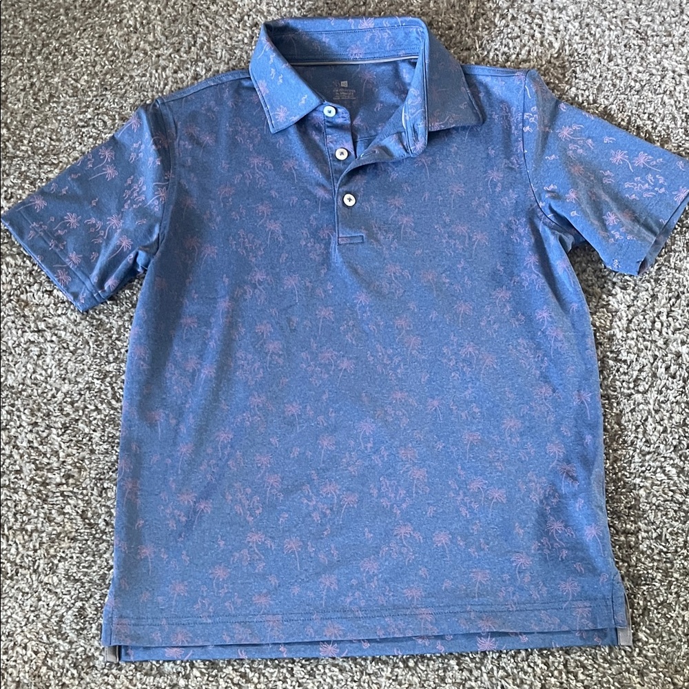 johnnie-O Blue Polo with Subtle Pattern